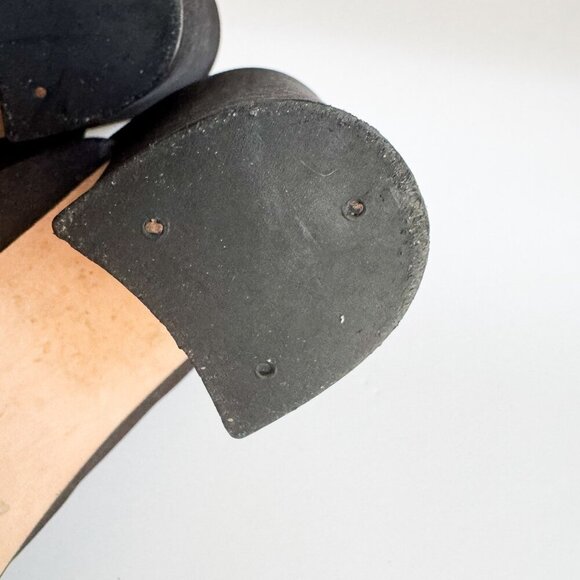 Vintage Unisa Black Satin Horsebit Detail Block Heel Slides 7.5B - Picture 9 of 10